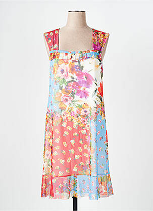 Robe mi-longue imprimé fleurs sans manche rouge OLIVIER PHILIPS femme