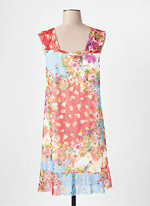 Robe mi-longue imprimé fleurs sans manche rouge OLIVIER PHILIPS femme