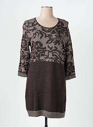Robe mi-longue imprimé fantaisie manches longues marron GERRY WEBER femme
