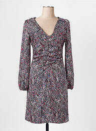 Robe mi-longue imprimé fantaisie manches longues noir VERA MONT femme