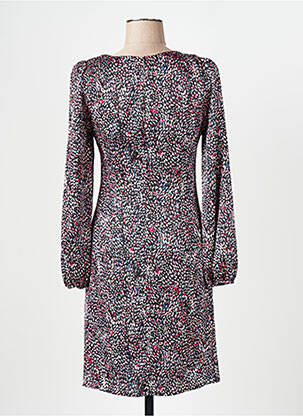 Robe mi-longue imprimé fantaisie manches longues noir VERA MONT femme