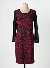 Robe mi-longue imprimé fantaisie manches longues rouge GEVANA femme