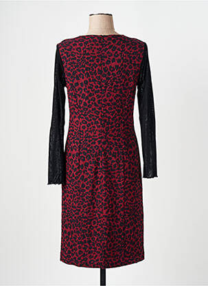 Robe mi-longue imprimé fantaisie manches longues rouge GEVANA femme