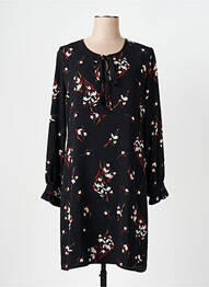 Robe mi-longue imprimé fantaisie manches longues noir LA FEE MARABOUTEE femme