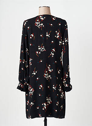 Robe mi-longue imprimé fantaisie manches longues noir LA FEE MARABOUTEE femme