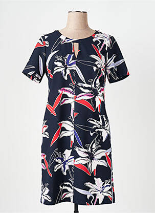 Robe mi-longue imprimé fleurs manches courtes bleu ROBE LEGERE BY VERA MONT femme