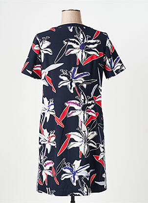 Robe mi-longue imprimé fleurs manches courtes bleu ROBE LEGERE BY VERA MONT femme