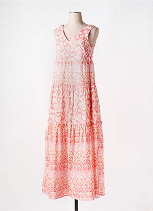 Robe longue imprimé fantaisie sans manche rose OUI femme