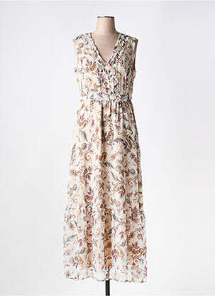 Robe longue imprimé fantaisie sans manche beige LIU JO femme