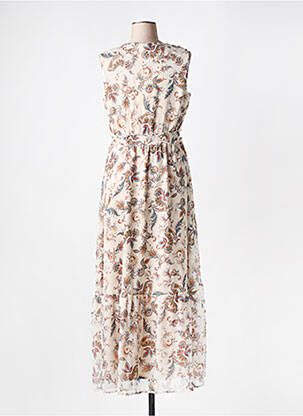 Robe longue imprimé fantaisie sans manche beige LIU JO femme