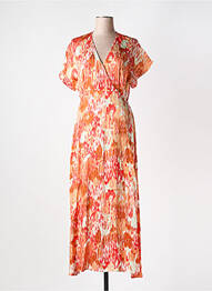Robe longue imprimé fantaisie manches courtes orange SURKANA femme