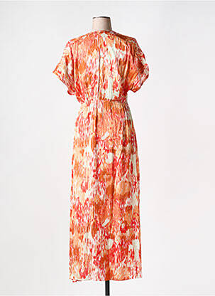 Robe longue imprimé fantaisie manches courtes orange SURKANA femme