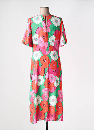 Robe mi-longue imprimé fleurs manches courtes rouge SIGNE NATURE femme