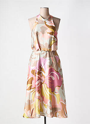 Robe mi-longue imprimé fantaisie sans manche rose VERA MONT femme