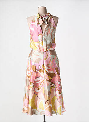 Robe mi-longue imprimé fantaisie sans manche rose VERA MONT femme