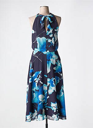 Robe longue imprimé fantaisie sans manche bleu VERA MONT femme