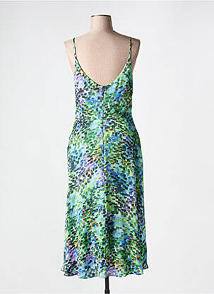Robe mi-longue imprimé fantaisie fines bretelles vert VERA MONT femme
