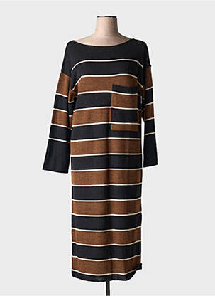 Robe pull col rond manches longues marron HUMILITY femme