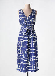 Robe mi-longue imprimé fantaisie sans manche bleu SIGNE NATURE femme