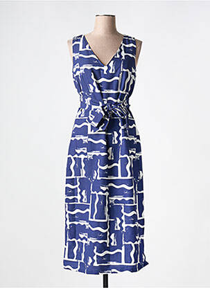 Robe mi-longue imprimé fantaisie sans manche bleu SIGNE NATURE femme
