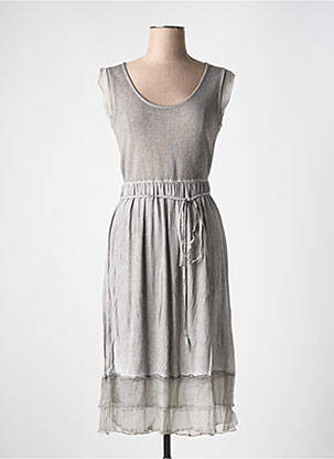 Robe mi-longue sans manche sans manche gris LA FEE MARABOUTEE femme