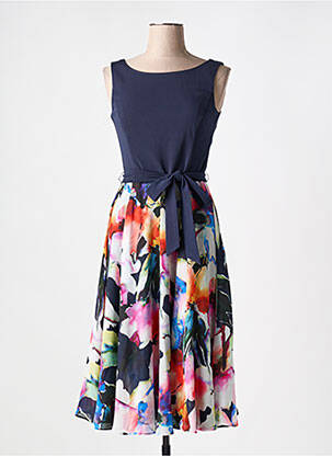Robe mi-longue imprimé fantaisie sans manche bleu VERA MONT femme