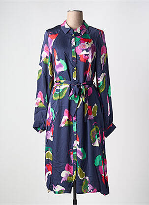 Robe mi-longue imprimé fantaisie manches longues bleu POM AMSTERDAM femme