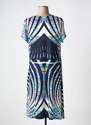 Robe mi-longue imprimé fantaisie manches courtes bleu CHRISTINE LAURE femme