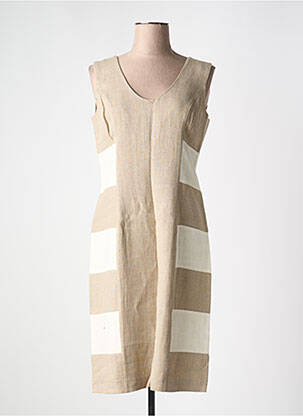 Robe mi-longue sans manche sans manche beige PLAIT-IL ? femme
