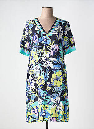 Robe mi-longue imprimé fleurs manches courtes bleu BETTY BARCLAY femme