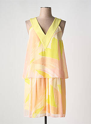 Robe mi-longue imprimé fantaisie sans manche jaune COP COPINE femme