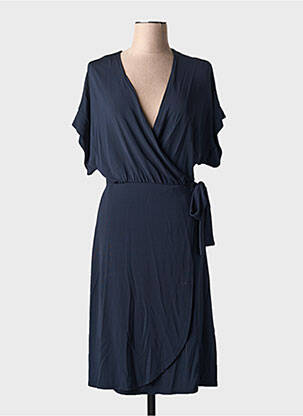 Robe mi-longue manches courtes manches courtes bleu LA FEE MARABOUTEE femme
