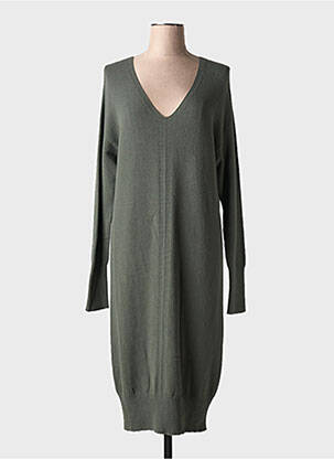 Robe pull col v manches longues vert LA FEE MARABOUTEE femme