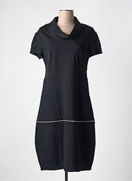 Robe mi-longue manches courtes manches courtes noir CHRISTINE LAURE femme