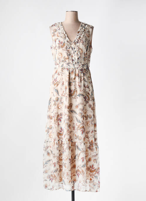 Robe longue imprimé fantaisie sans manche beige LIU JO femme
