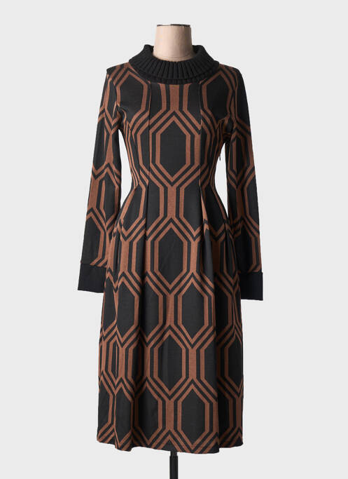 Robe mi-longue marron LA FEE MARABOUTEE pour femme