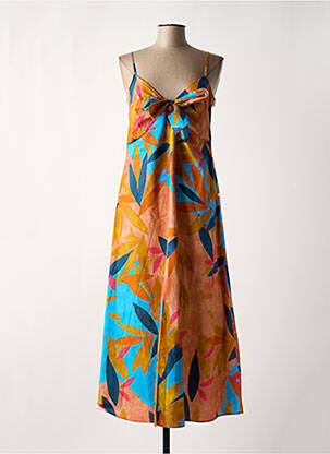 Robe longue manches bretelles ajustables fines bretelles orange PENNYBLACK femme