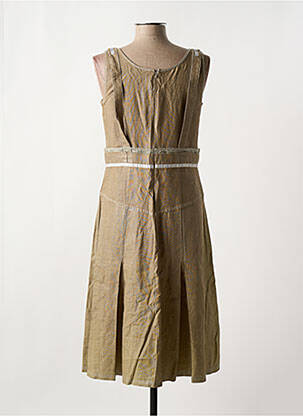 Robe mi-longue tissage crêpe fines bretelles marron MY WAY femme