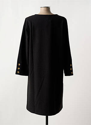 Robe mi-longue tissage crêpe manches longues noir SIGNE NATURE femme