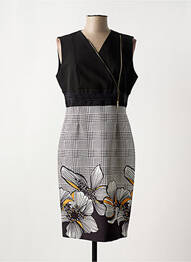 Robe mi-longue imprimé fleurs sans manche noir EDAS femme