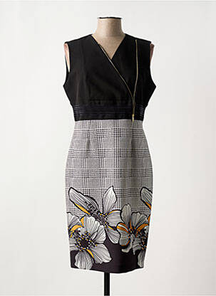 Robe mi-longue imprimé fleurs sans manche noir EDAS femme