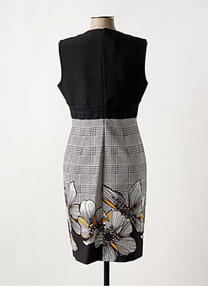 Robe mi-longue imprimé fleurs sans manche noir EDAS femme