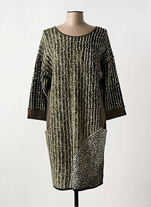 Robe mi-longue manches longues manches longues vert LA FEE MARABOUTEE femme