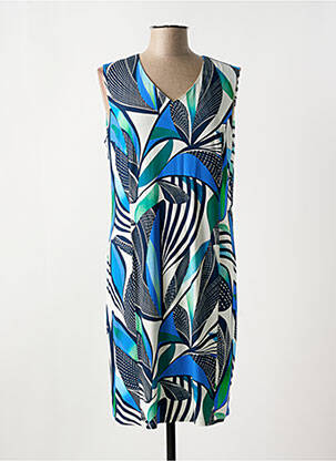 Robe mi-longue imprimé fantaisie sans manche bleu GEVANA femme