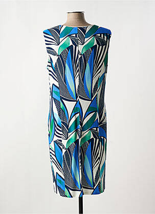 Robe mi-longue imprimé fantaisie sans manche bleu GEVANA femme
