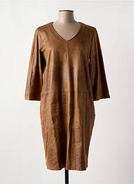 Robe mi-longue manches 3/4 manches 3/4 marron SIGNE NATURE femme