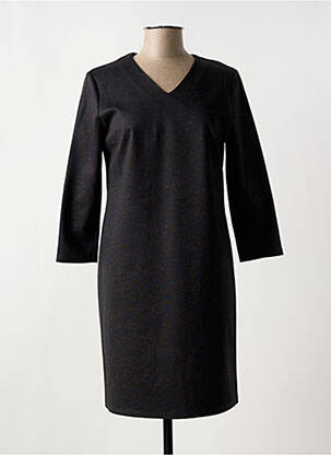 Robe mi-longue imprimé fantaisie manches longues noir GEVANA femme