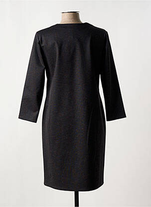 Robe mi-longue imprimé fantaisie manches longues noir GEVANA femme