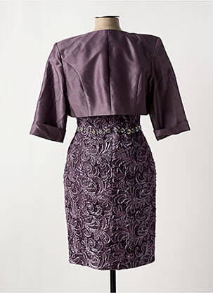 Ensemble robe manches 3/4 violet FASHION NEW YORK femme
