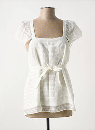 Top col carré manches courtes blanc COP COPINE femme